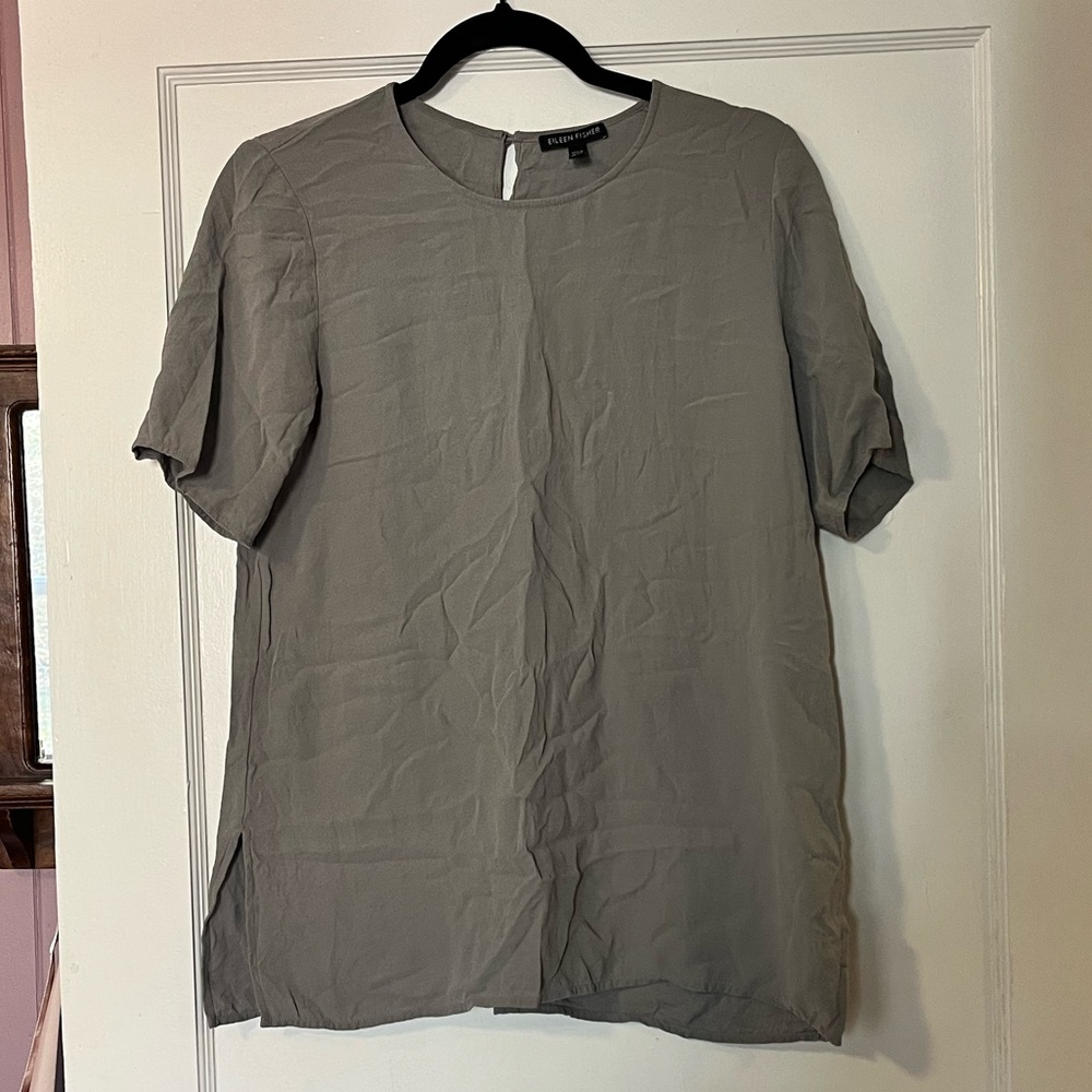 Eileen Fisher silk gray tshirt